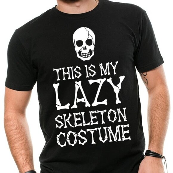 Halloween Costume Lazy Skeleton T-shirt - Picture 1 of 3